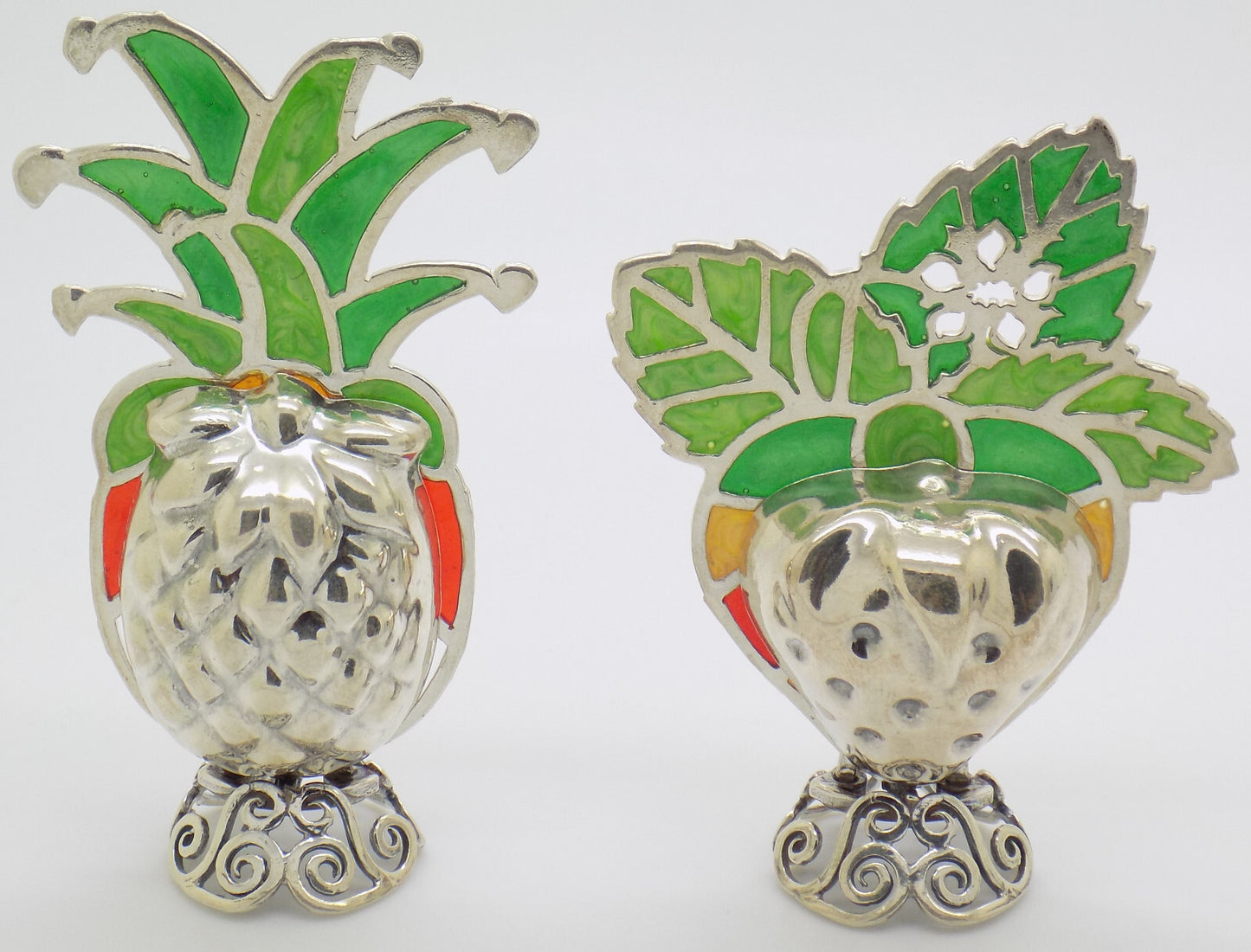 Vintage Italian Handmade Sterling Silver 925 Table Place Fruit Card Holders