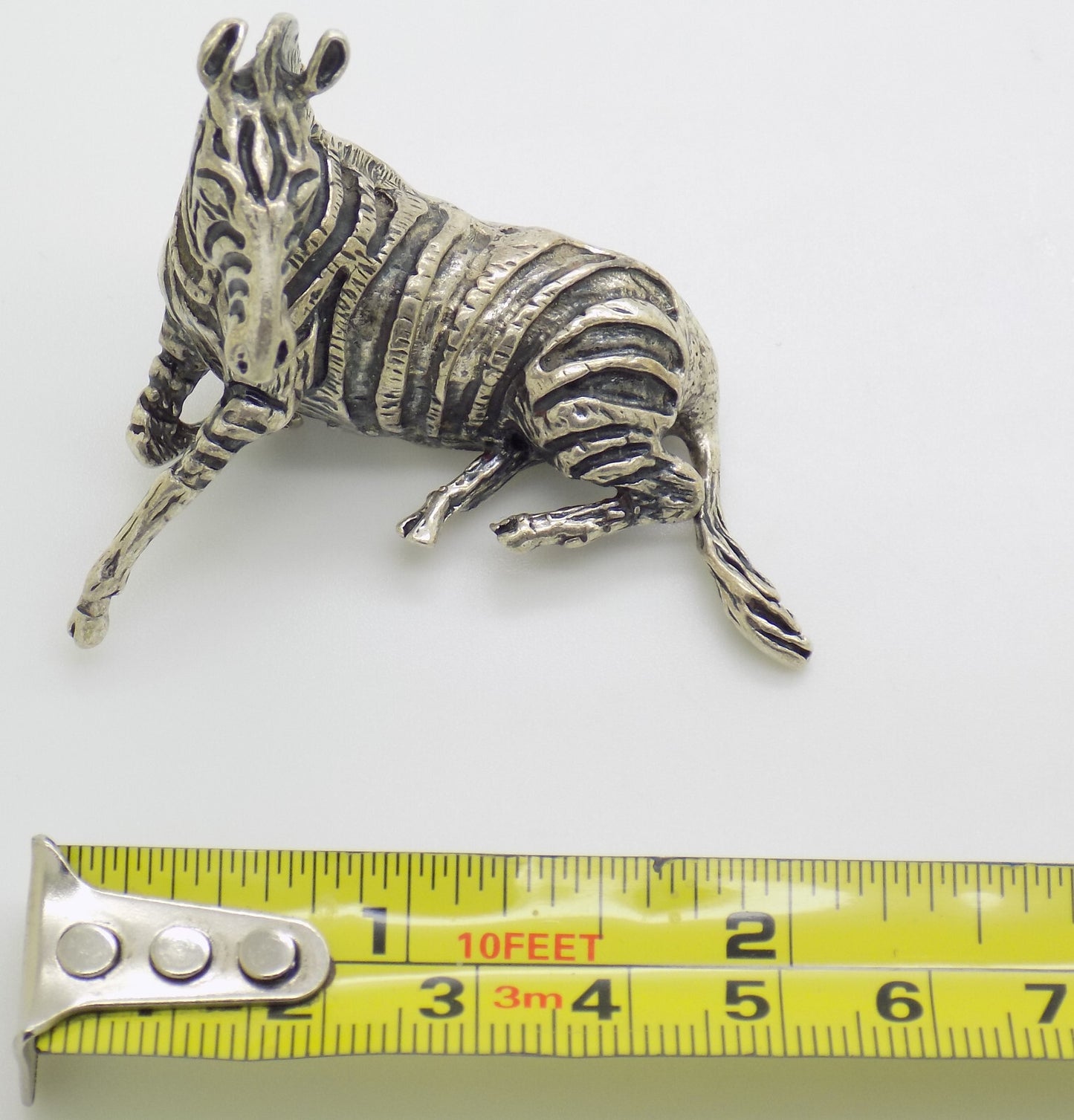 Vintage Italian Handmade Genuine Silver .800 Sitting Zebra Detailed Figurine