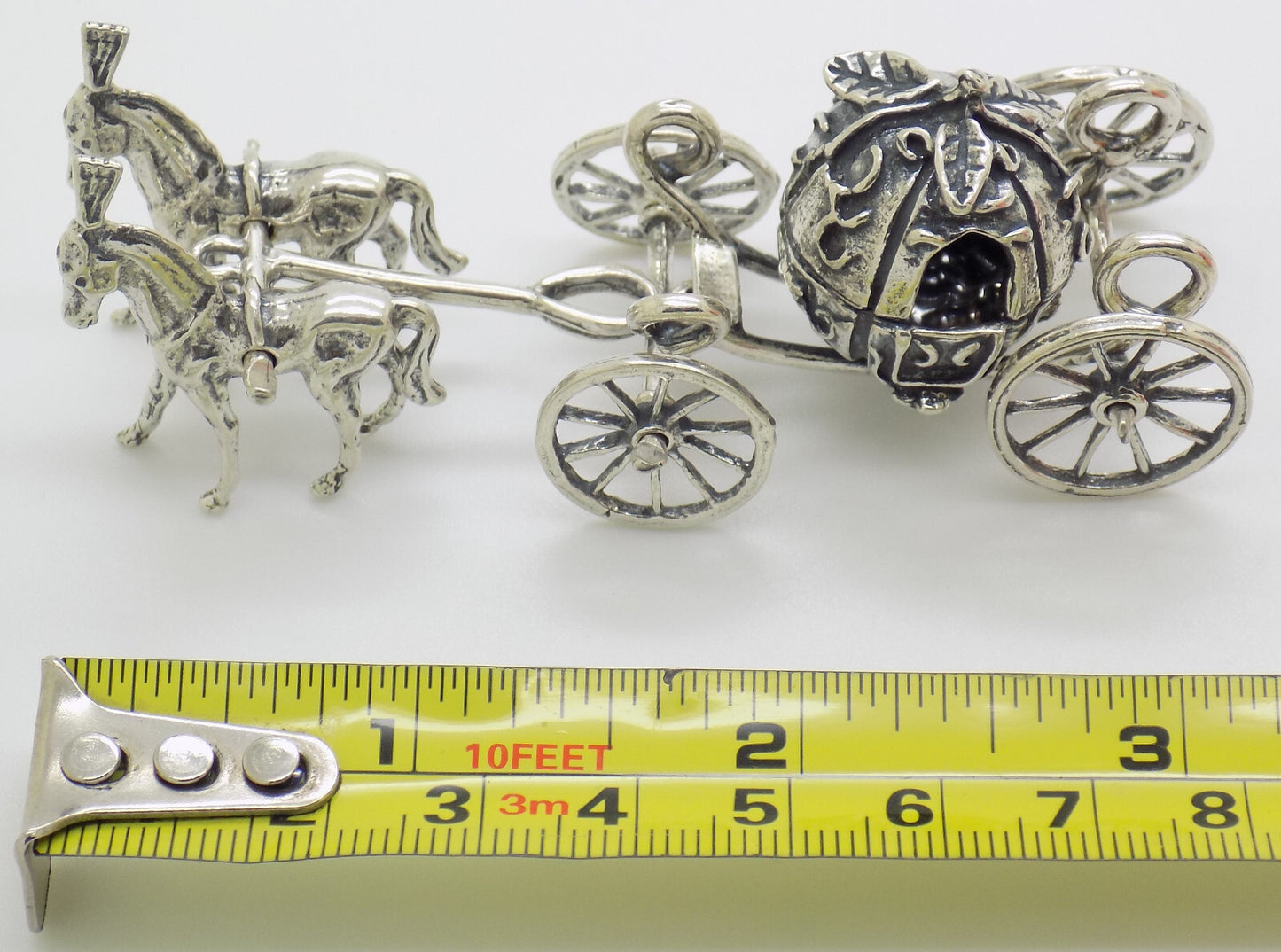 Vintage Italian Handmade Genuine Silver Cinderella Princess Carriage Figurine