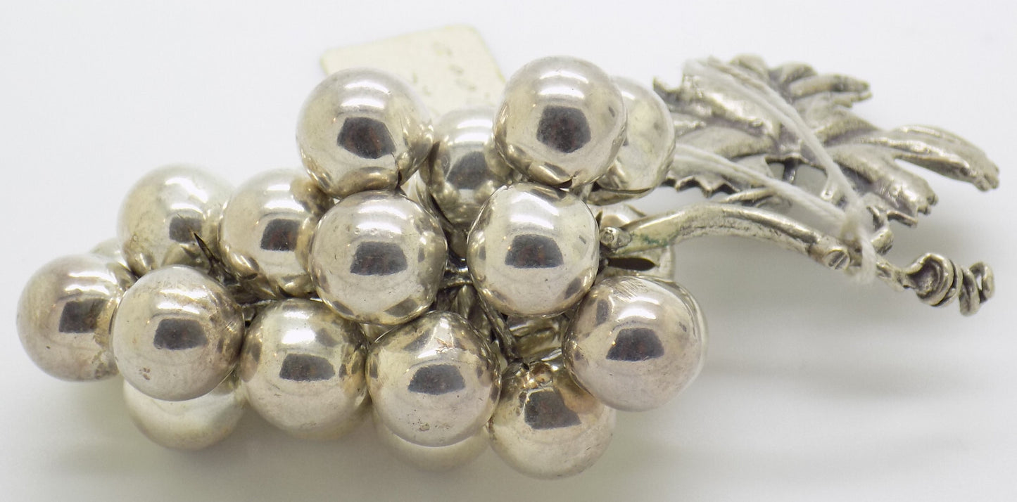 Vintage Italian Handmade Genuine Silver .800 Large Bunch of Grapes Figurine