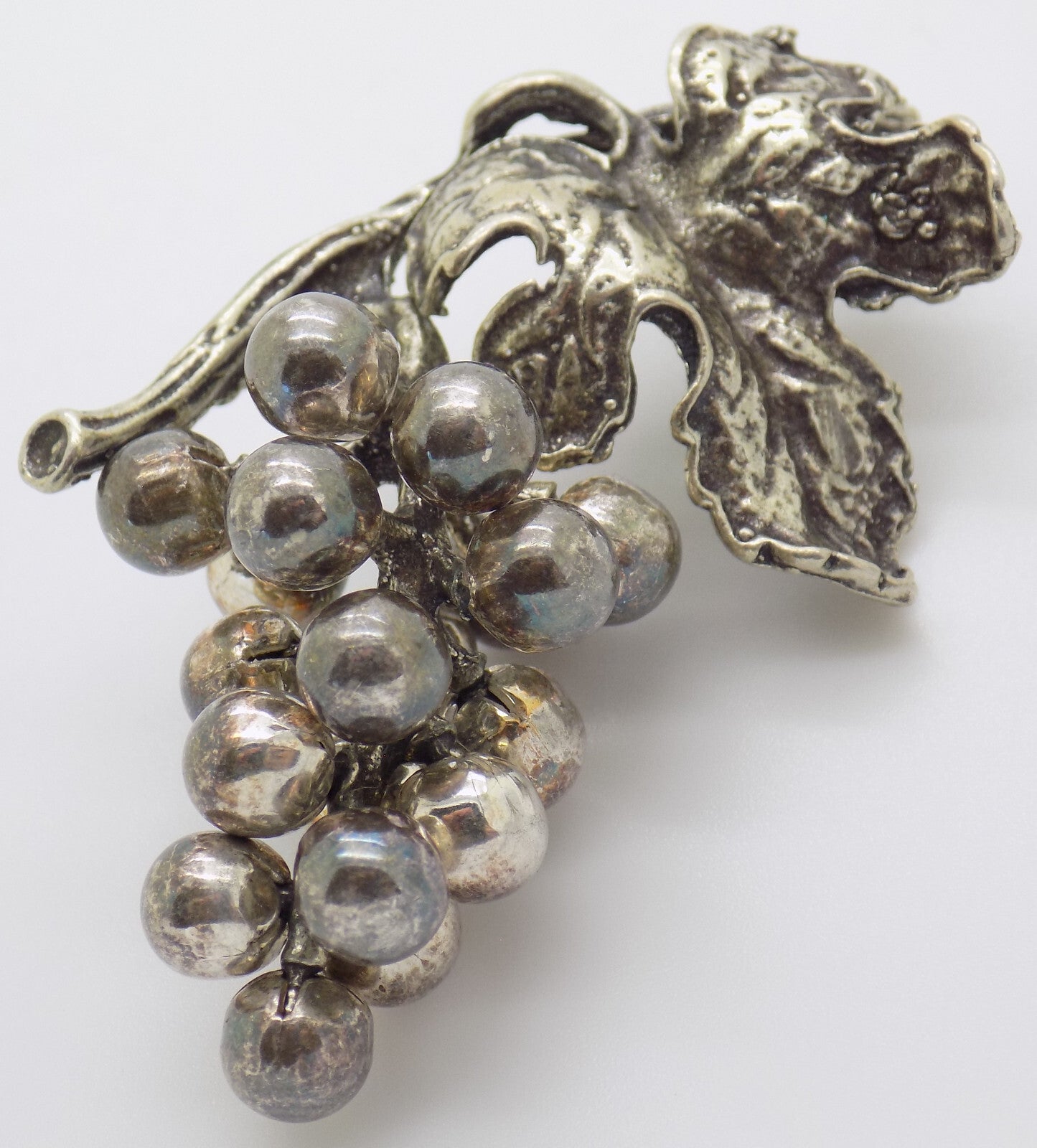 Vintage Italian Handmade Genuine Silver Bunch of Grapes LARGE Miniature Figurine
