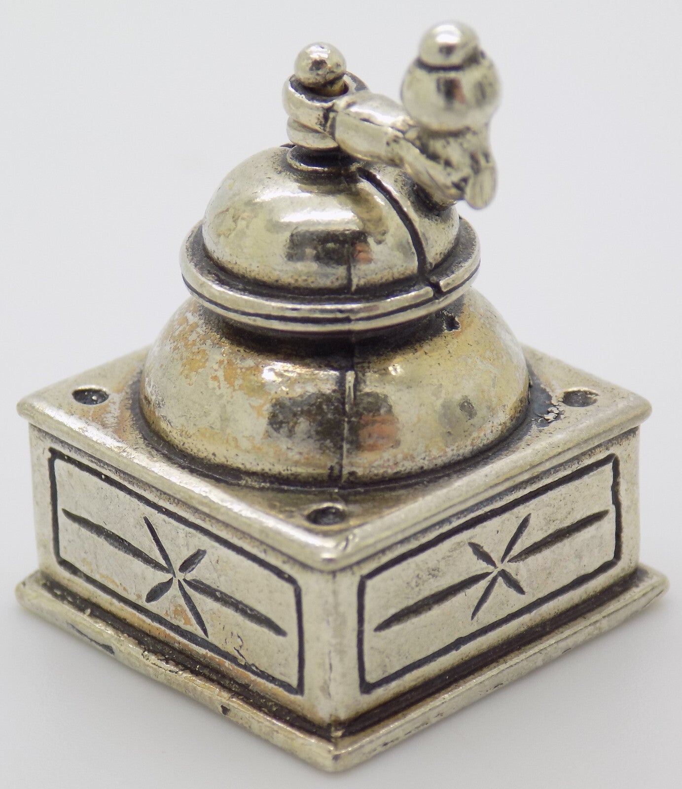 Vintage Italian Handmade Genuine Silver 800/000 Grinder RARE Dollhouse Miniature