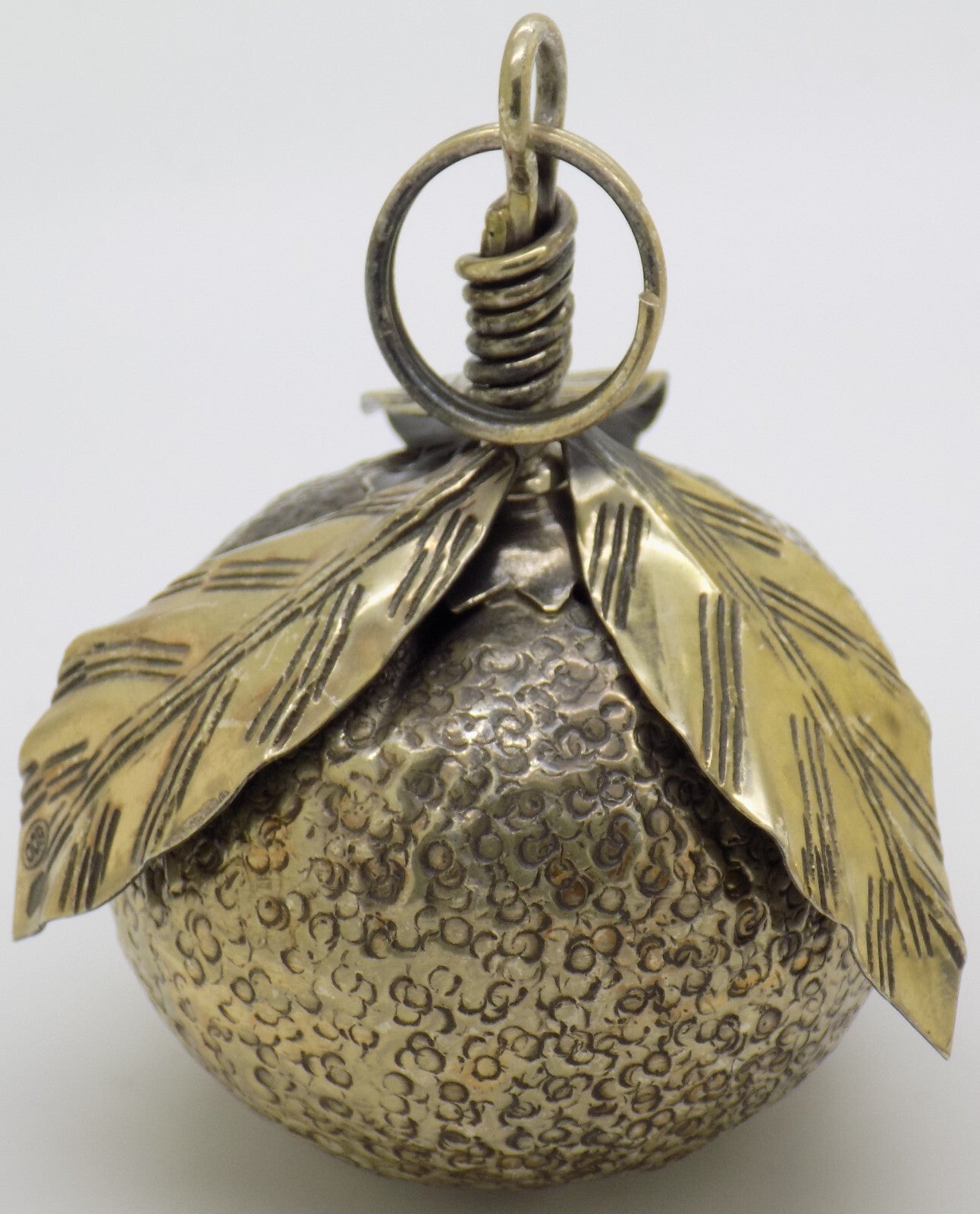Vintage Italian Handmade Genuine Silver Mandarin/Tangerine Christmas Ornament