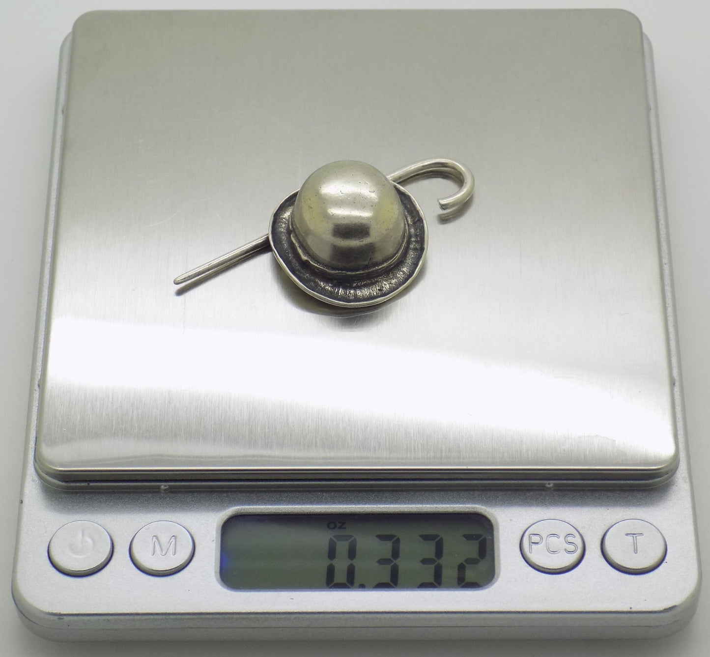 Vintage Italian 800 Silver Bowler Hat Stick Dollhouse Miniature Figurine Novara