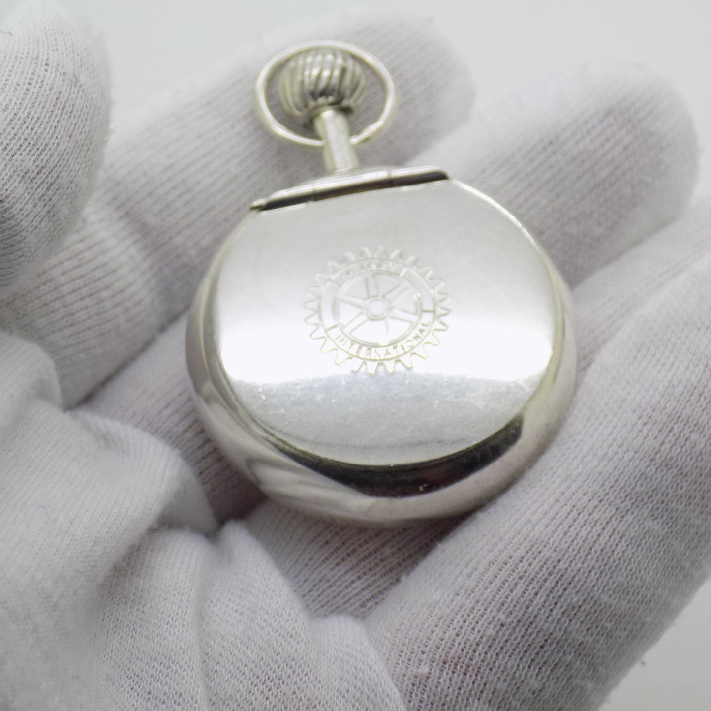 Vintage Handmade Italian 800 Silver Rotary International Club Pill Snuff Box