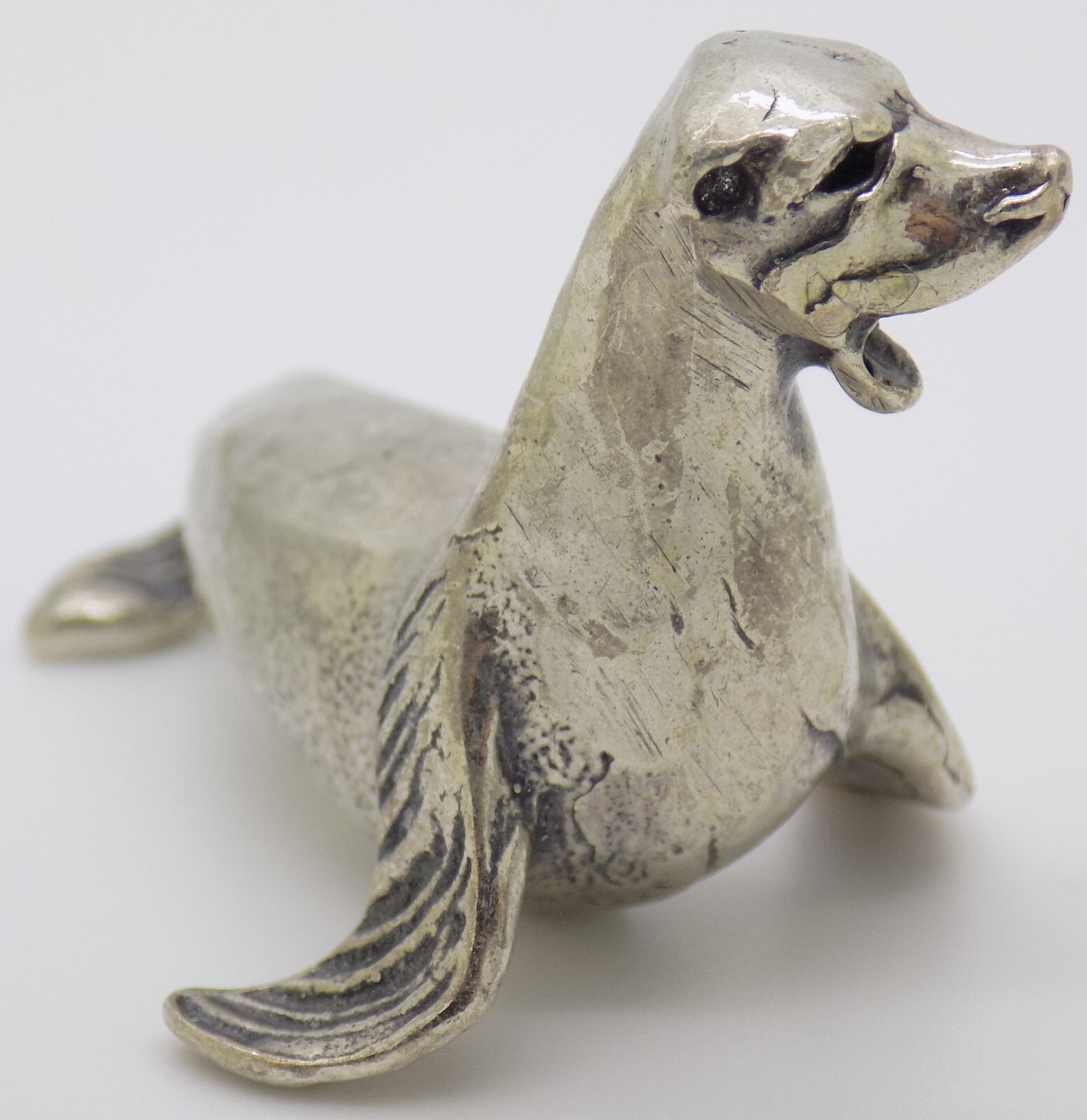 Vintage Italian Silver Seal Figurine Arezzo Tuscany 1970s 1980s Rare Design