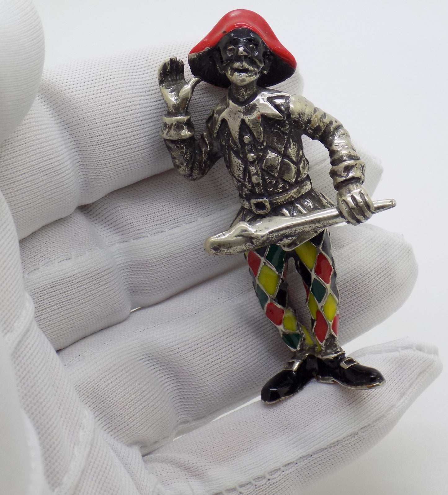 Vintage Italian Sterling Silver 925 Harlequin Angini Figurine Commedia dell'Arte