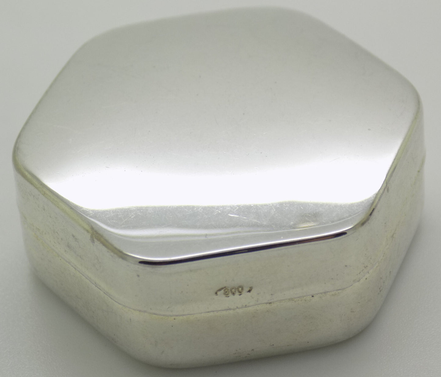 Vintage Italian Handmade Genuine Silver .800 Hexagon Pill Snuff Trinket Box