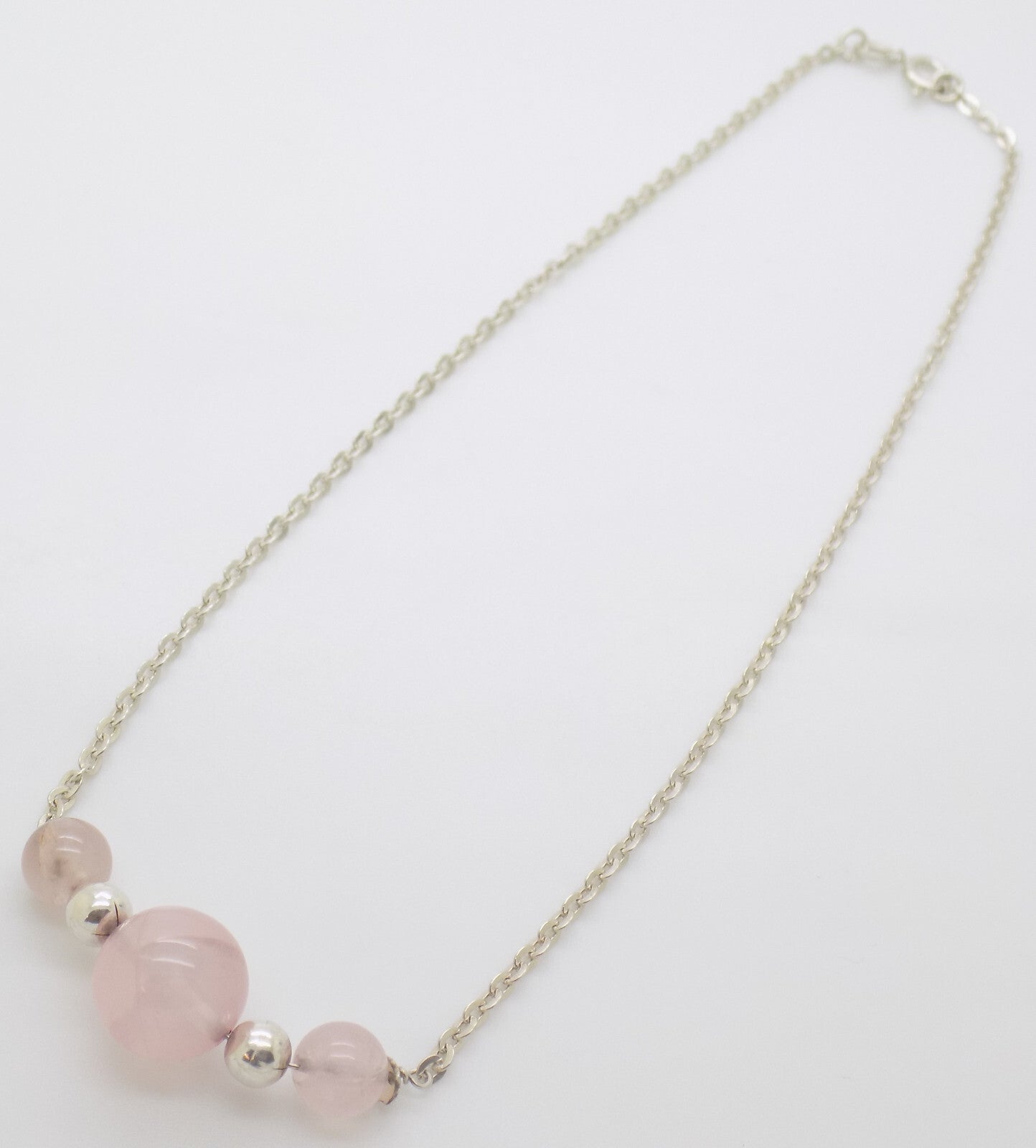 Vintage Italian Handmade Sterling Silver 925 Necklace with Pink Stones