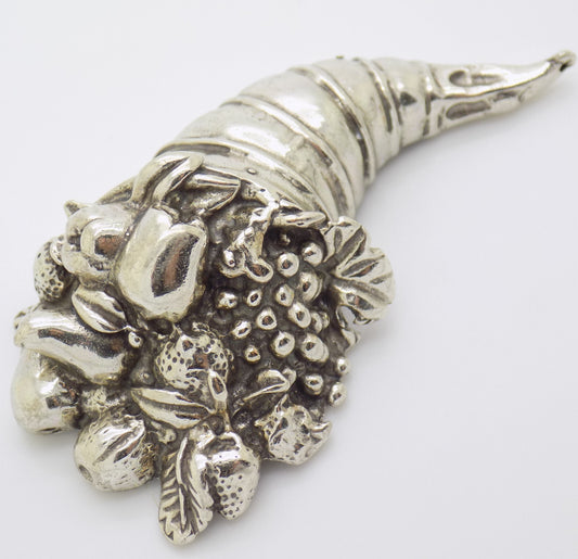 Vintage Italian Silver Cornucopia Figurine 1980s 1990s Symbol of Abundance 29gr