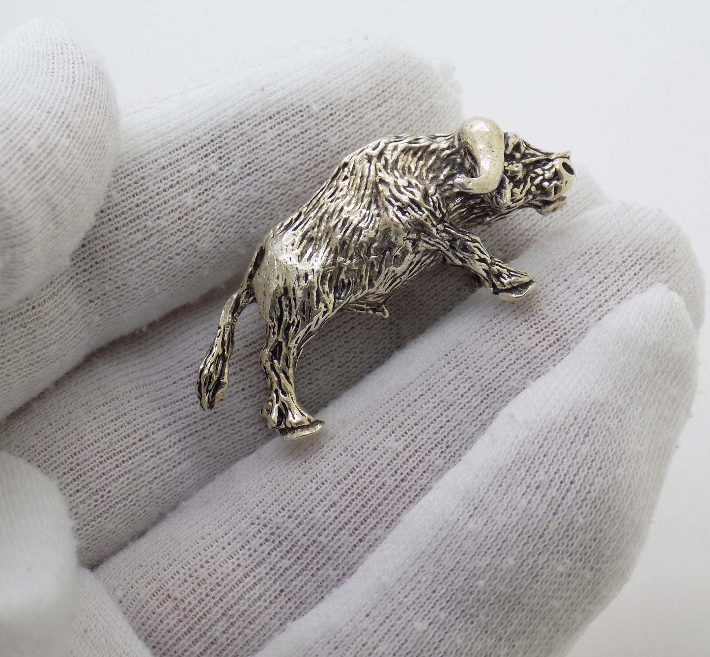 Vintage Italian Silver Bison Figurine 800 Fine Handmade Italy 1970s Animal Art