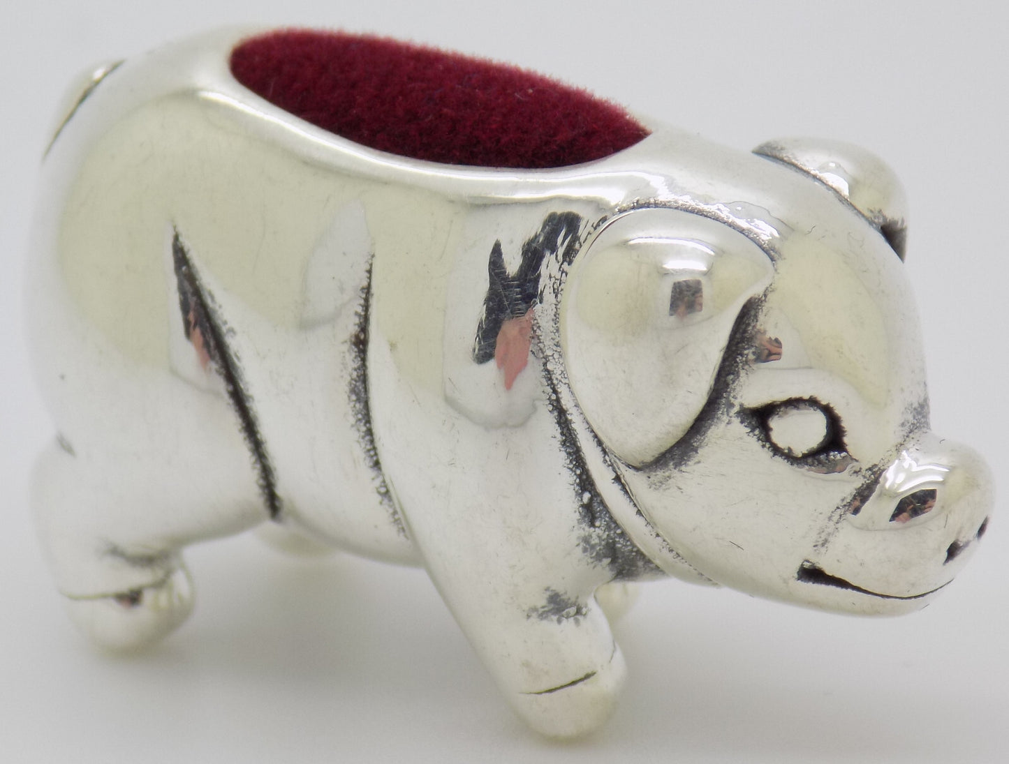 Sterling Silver 925 Victoria Era Style Piggy Pig Pin Cushion Figurine w/t Box
