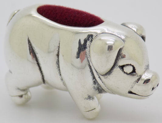 Sterling Silver 925 Victoria Era Style Piggy Pig Pin Cushion Figurine w/t Box