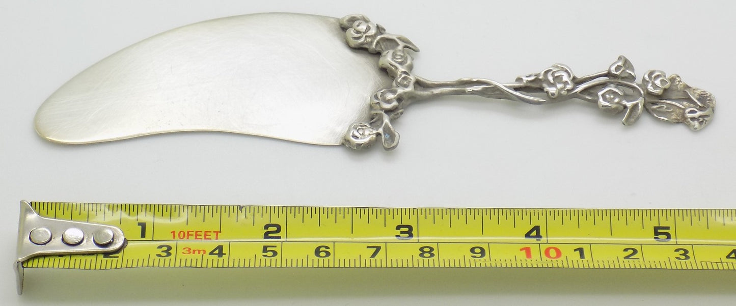 Vintage Italian Silver Small Cake Server Rose Pattern Handmade 800 Silver