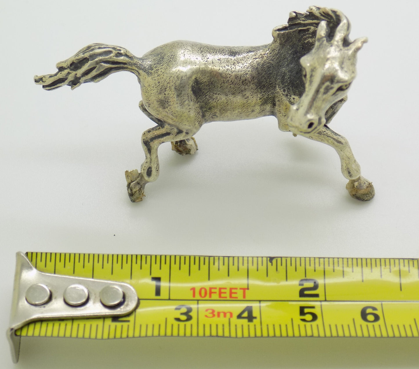 Vintage Italian Silver Galloping Horse Figurine 800 Handmade Arezzo Cerreti 1970