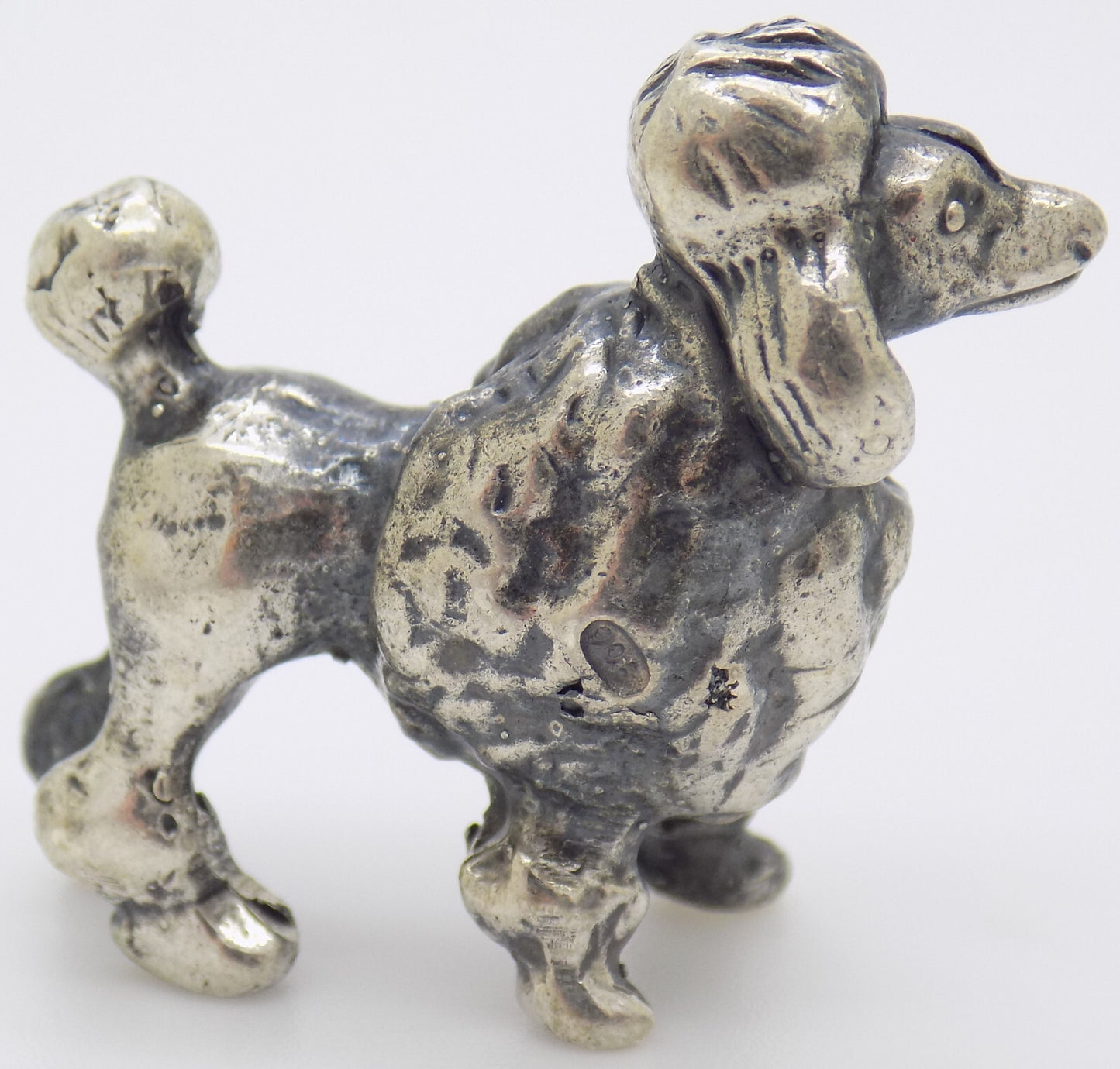 Vintage Italian Handmade Genuine Silver Poodle Dog RARE Dollhouse Miniature