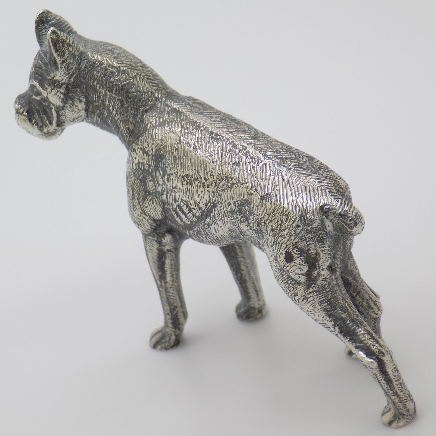 Vintage Italian Handmade Genuine Silver Detailed Bulldog Dog LARGE Figurine