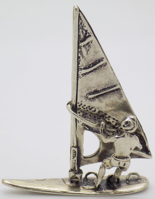 Vintage Italian 800 Silver Windsurfer Miniature Figurine Bari Italy 1980s