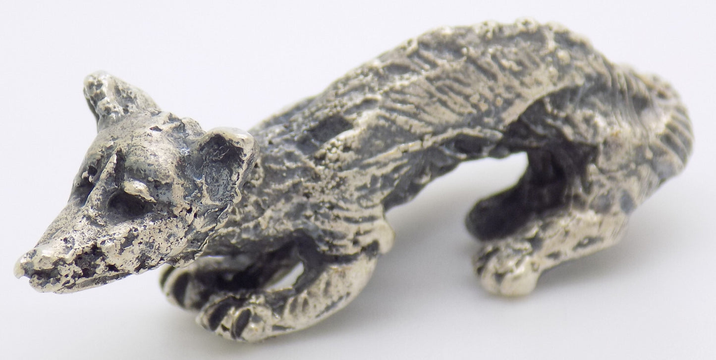 Vintage Italian Handmade Genuine Silver .800 Weasel Rare Figurine Miniature