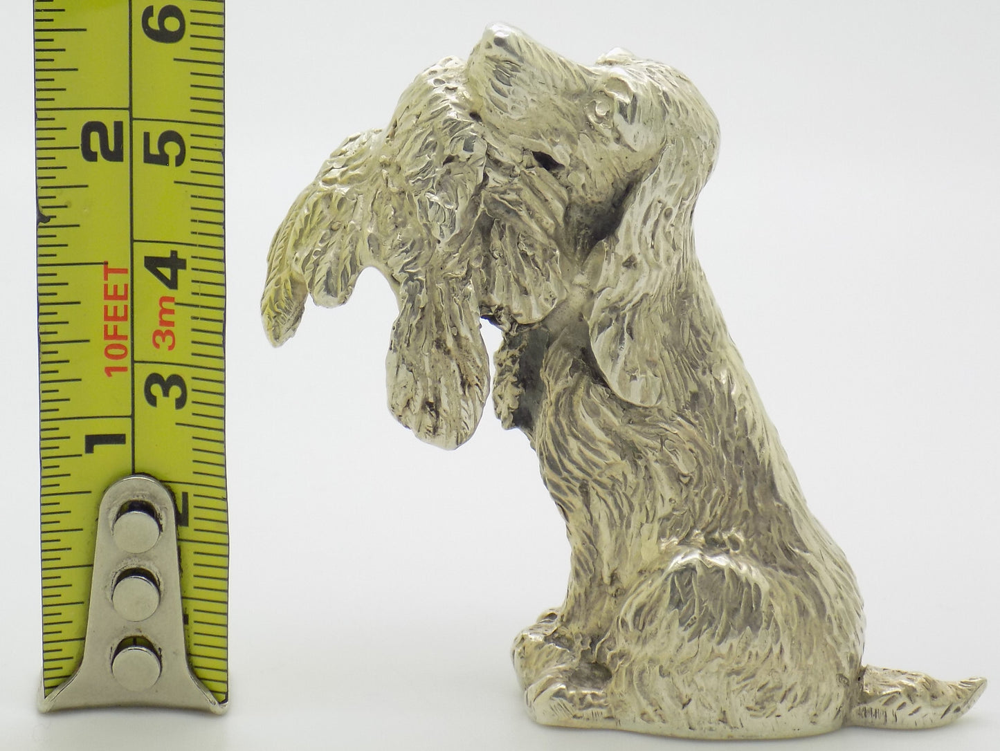 Large Vintage Italian Silver Hunting Spaniel Dog Figurine 800 Handmade Florence