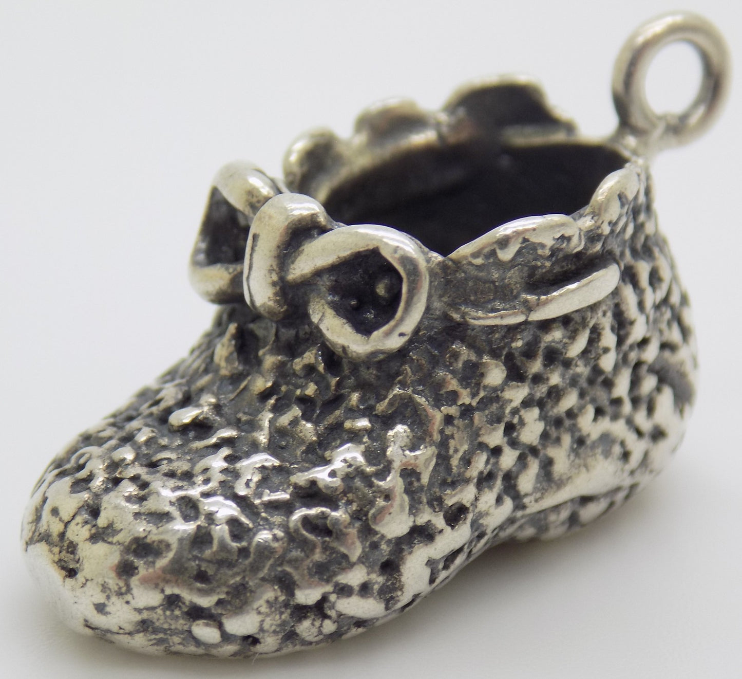 Vintage Italian Sterling Silver Newborn Shoe Miniature Pendant Handmade 925 Gift