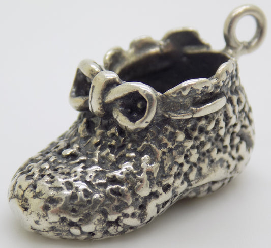 Vintage Italian Sterling Silver Newborn Shoe Miniature Pendant Handmade 925 Gift