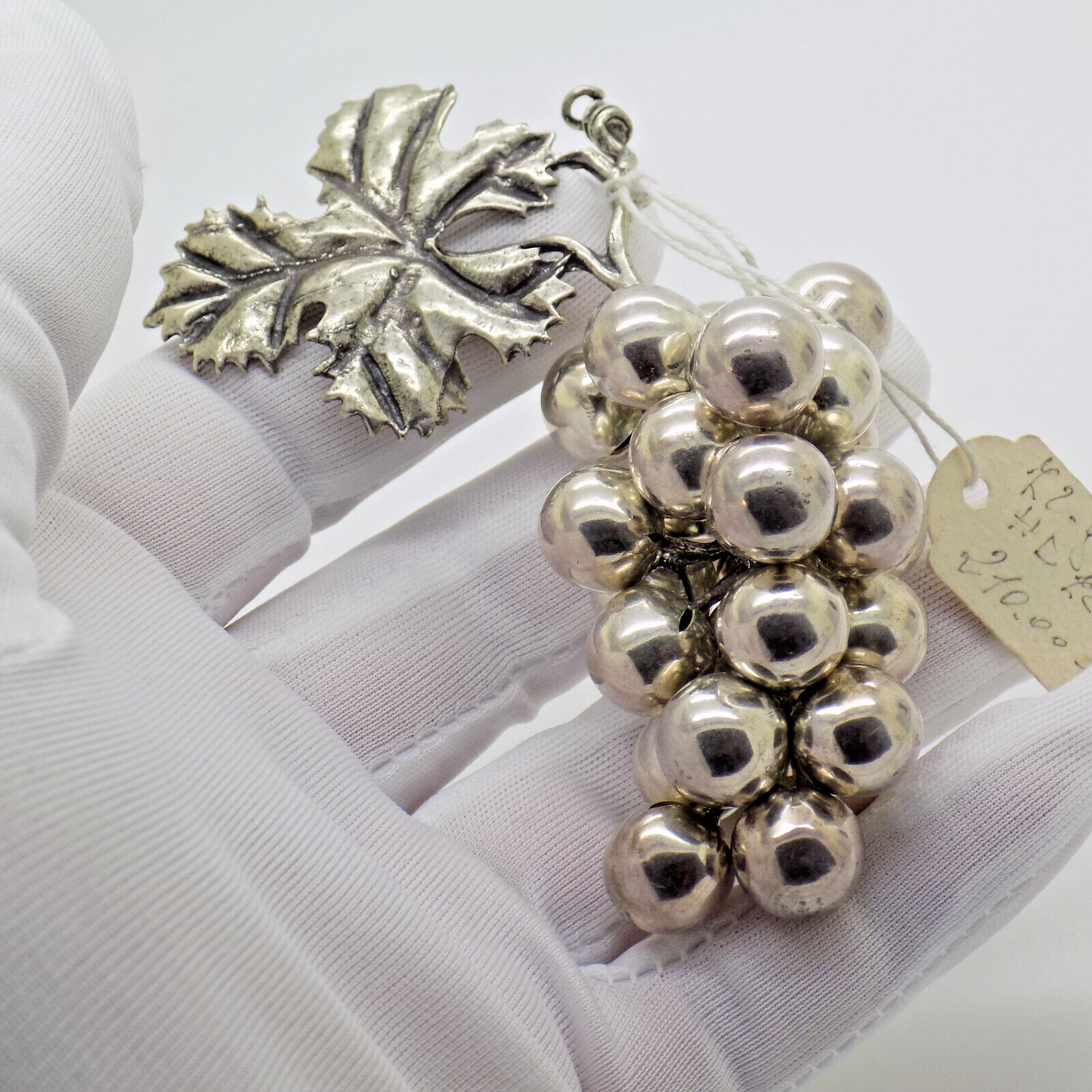 Vintage Italian Handmade Genuine Silver .800 Large Bunch of Grapes Figurine