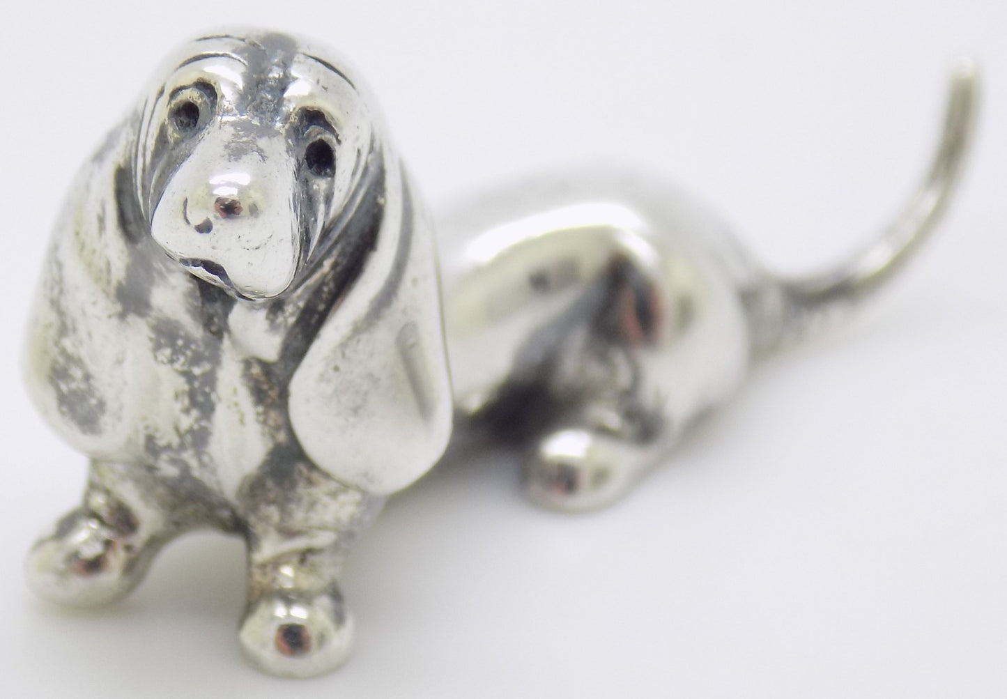 Vintage Italian Handmade Genuine Silver Wiener Dog Dachshund Dollhouse Miniature