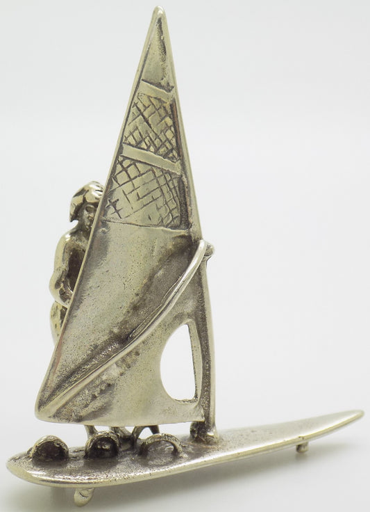 Vintage Italian Genuine Silver 800 Windsurf Large Miniature Figurine