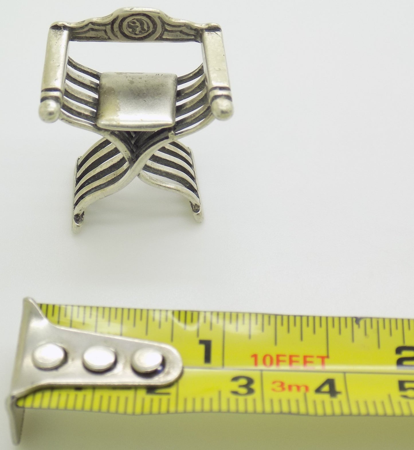 Vintage Italian Handmade Genuine Silver 800 Savonarola Chair Dollhouse Miniature