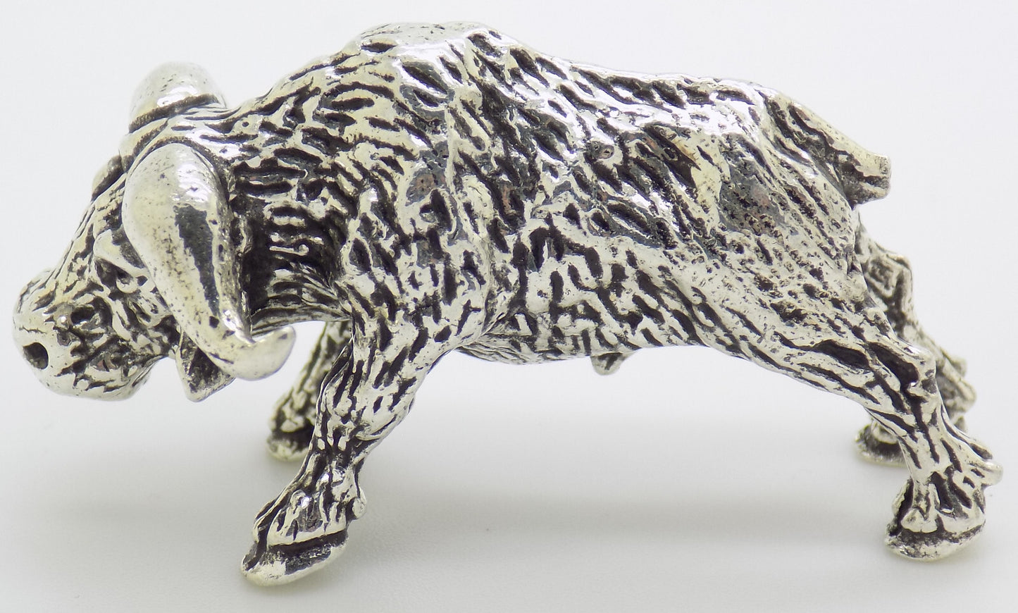 Vintage Italian Handmade Genuine Silver .800 Buffalo Detailed Figurine Statue