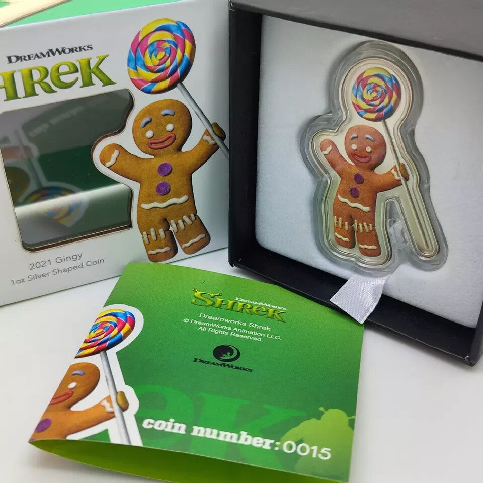2021 Niue $2 E.T. Shrek Gingy Cookie 1oz 999% Pure Silver Shaped Coin #0015