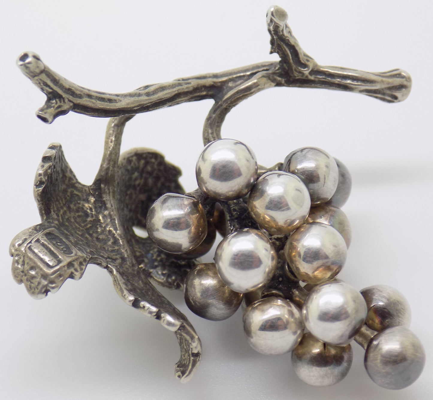 Vintage Italian Handmade Genuine Silver Bunch of Grapes Detailed Figurine