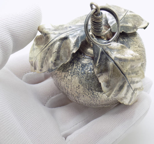 Vintage Italian Handmade Genuine Silver Tangerine/Mandarin Christmas Decoration