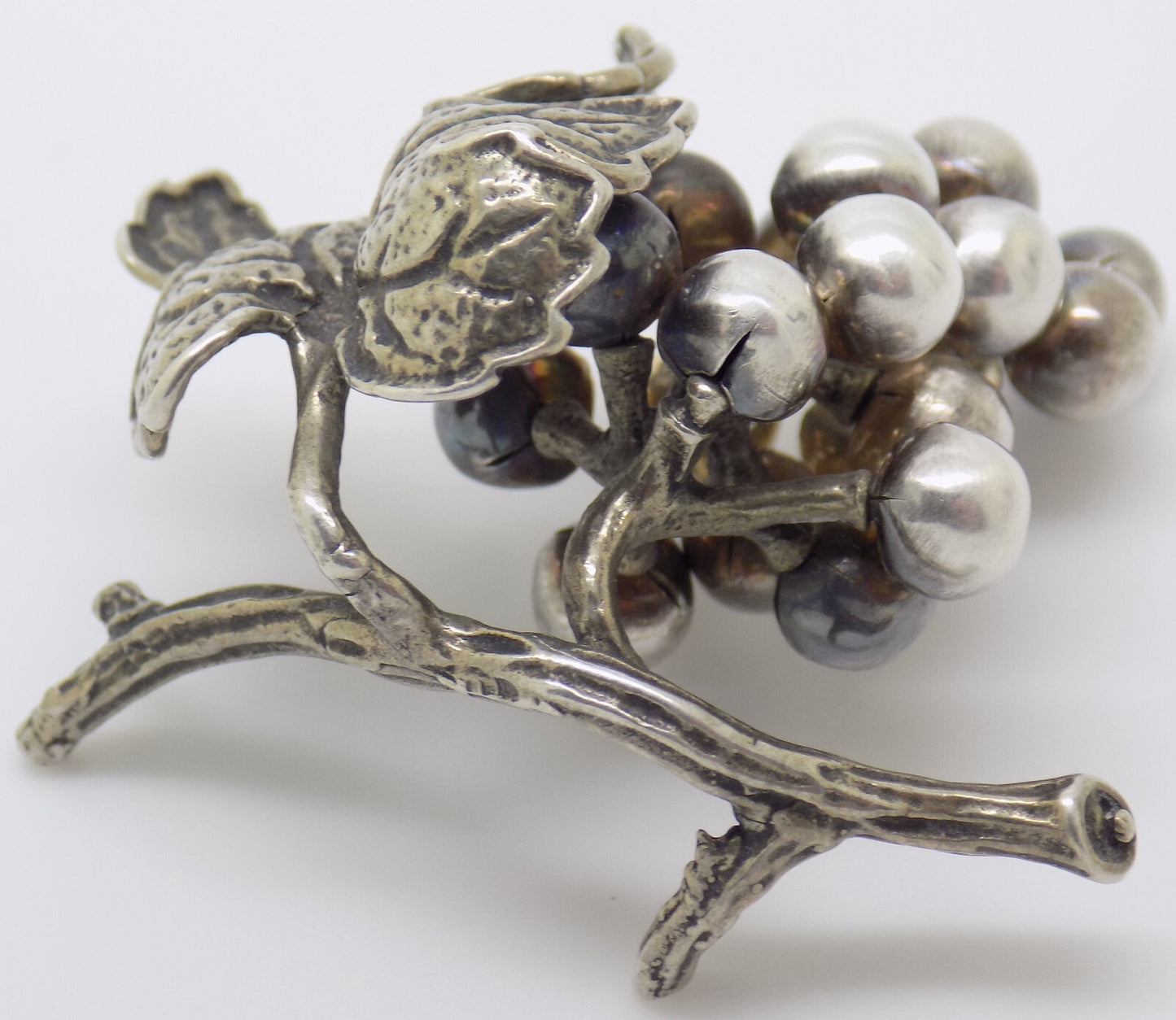 Vintage Italian Handmade Genuine Silver Bunch of Grapes Detailed Figurine