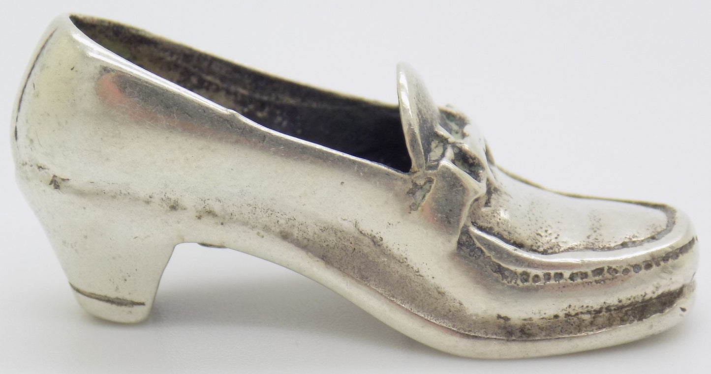 Vintage Italian Silver Woman Shoe Figurine Handmade Miniature 800 Silver Collect