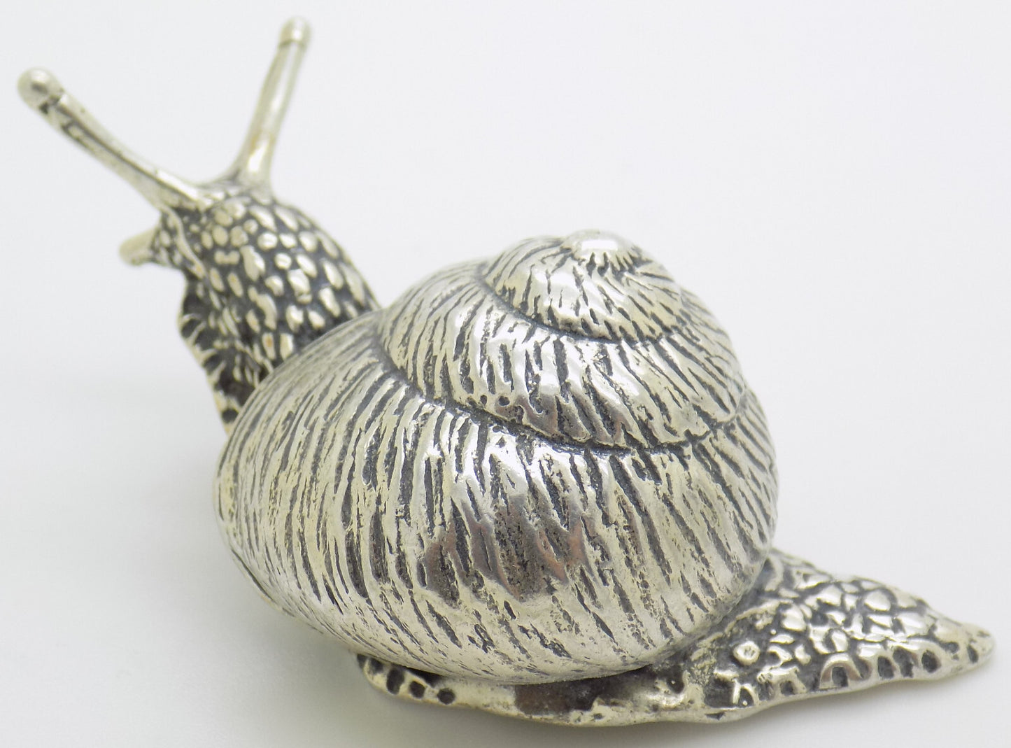 Vintage Italian 800 Silver REAL LIFE Size Snail Figurine Varese Detailed 1980s