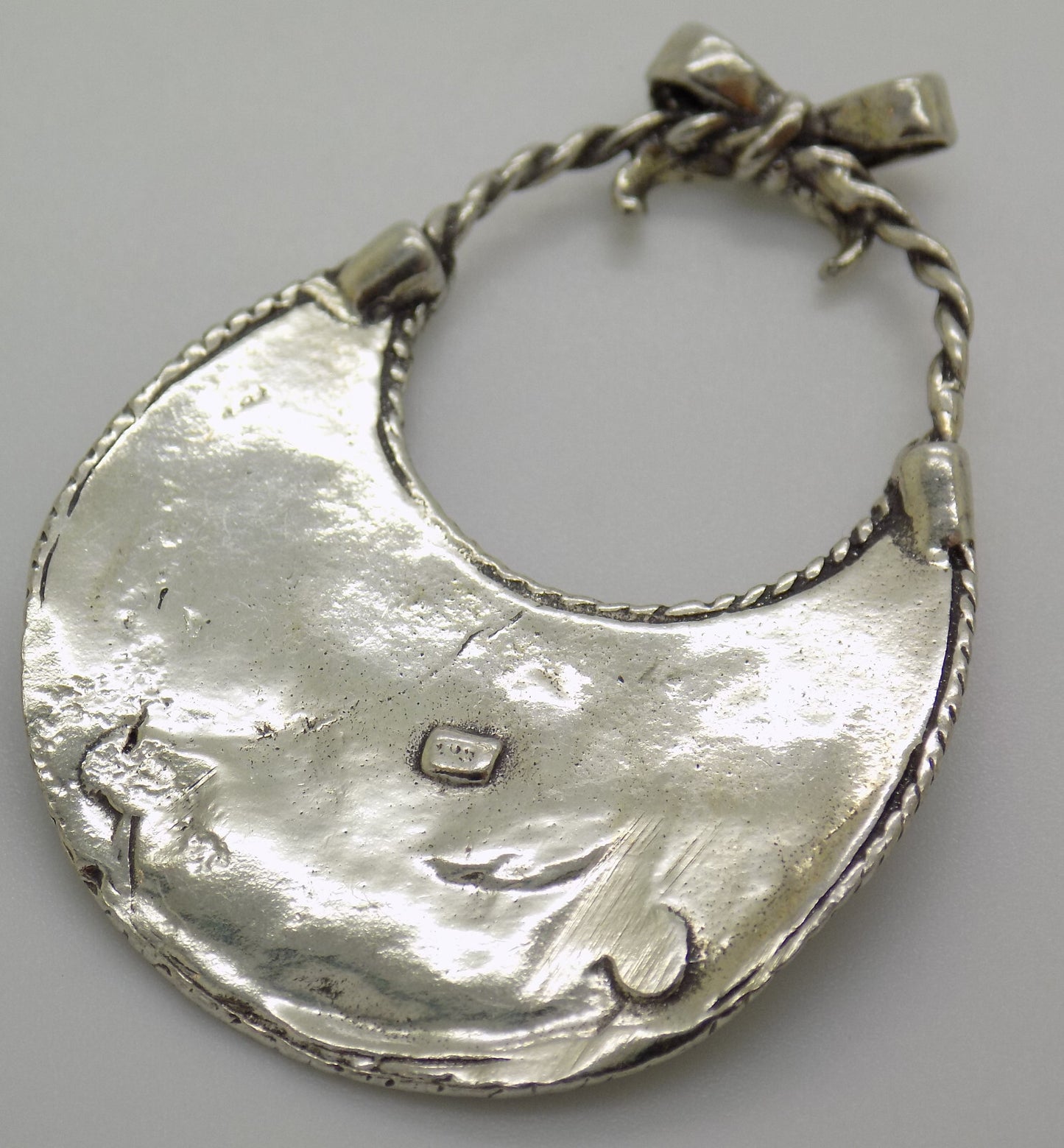 Vintage Italian Handmade Genuine Silver Baby Bib "Ora ci sono anch'io" Miniature
