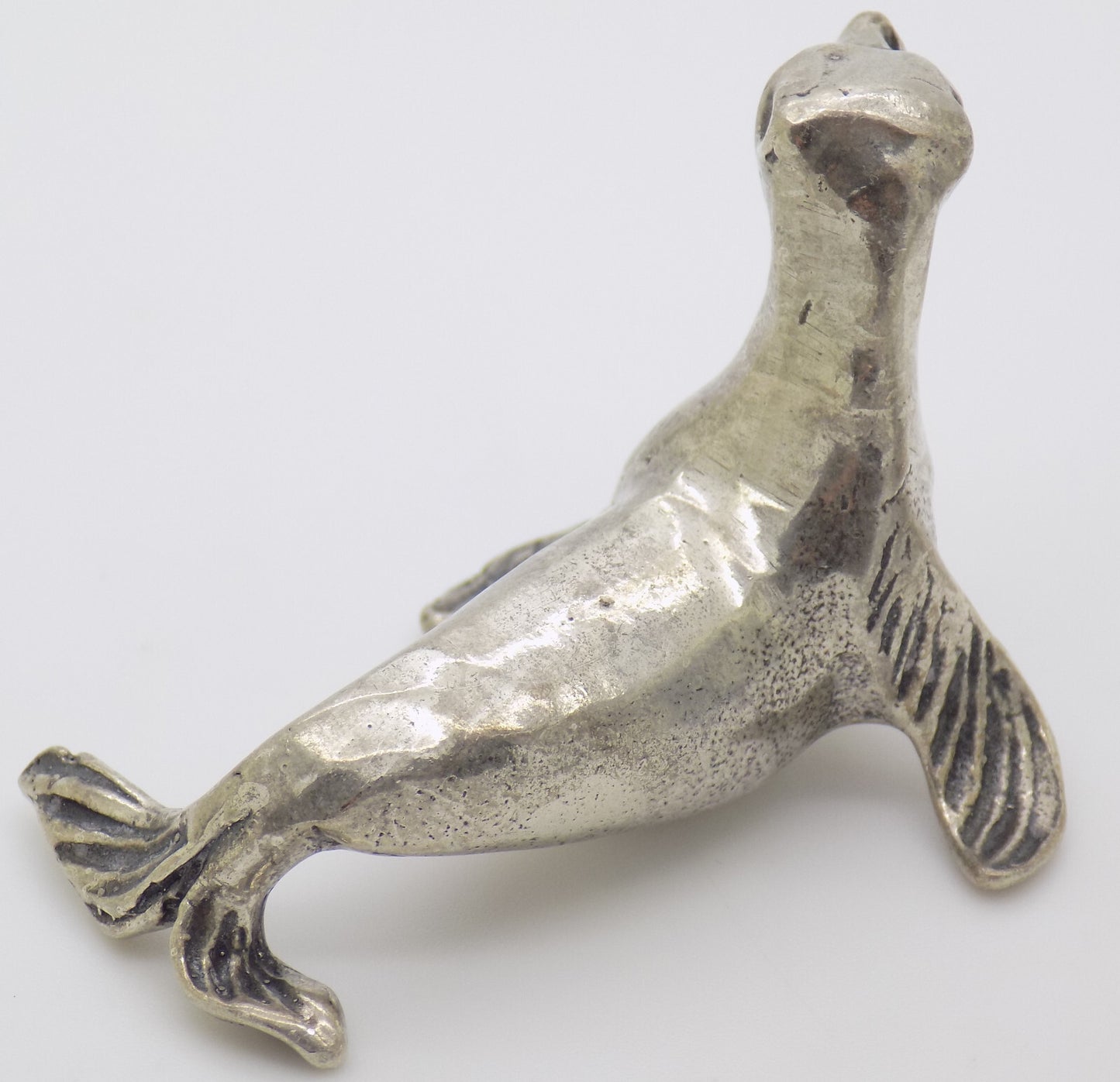 Vintage Italian Silver Seal Figurine Arezzo Tuscany 1970s 1980s Rare Design