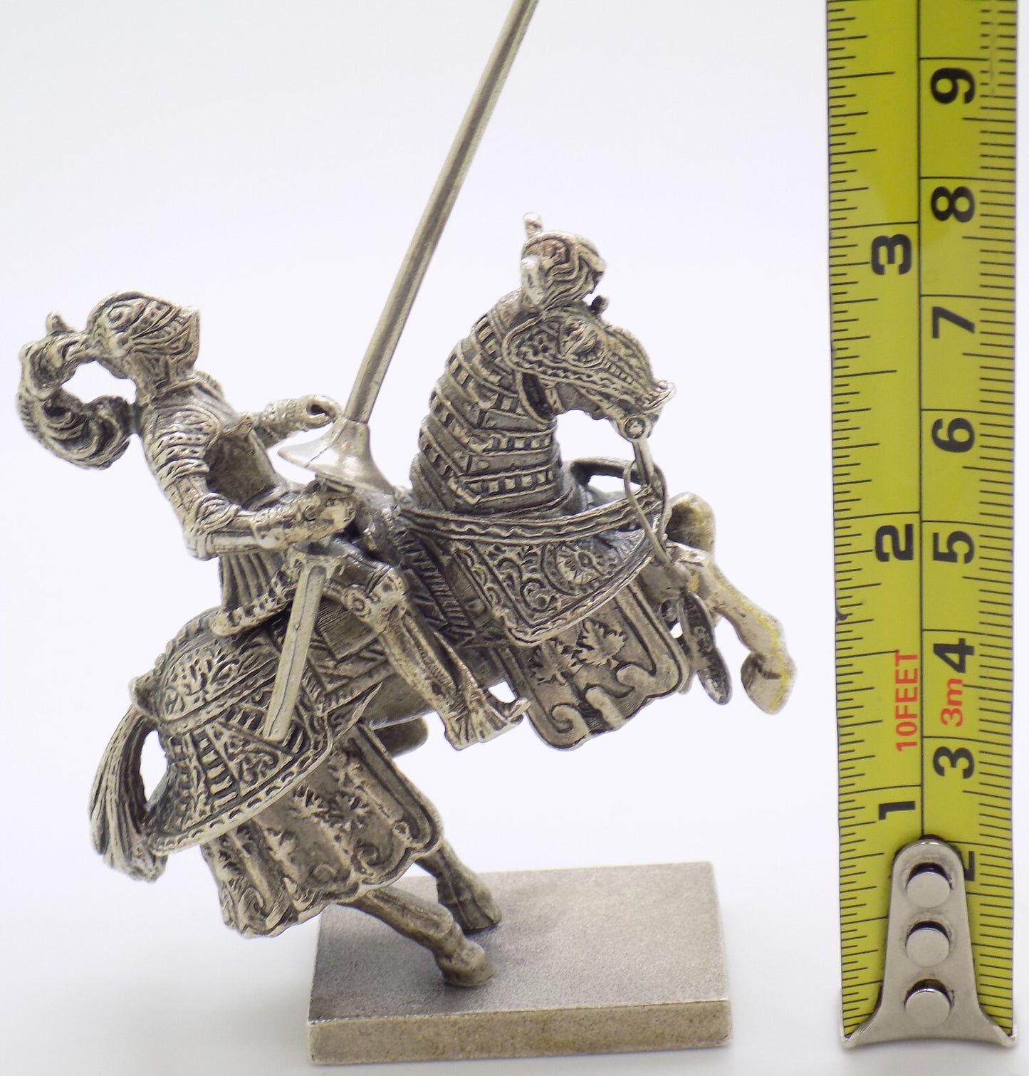 Vintage Italian Handmade Genuine Silver Medieval Jousting Knight Figurine Statue