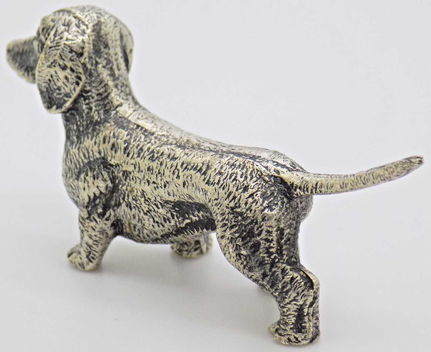 Vintage Italian Handmade Genuine Silver Dachshund Sausage Dog RARE Figurine