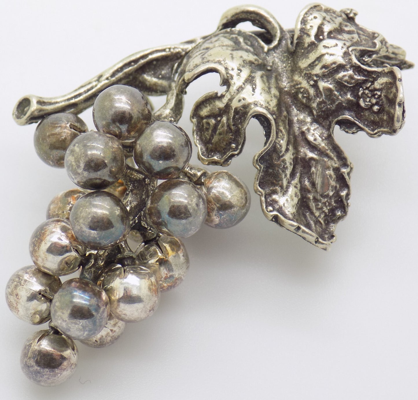Vintage Italian Handmade Genuine Silver Bunch of Grapes LARGE Miniature Figurine