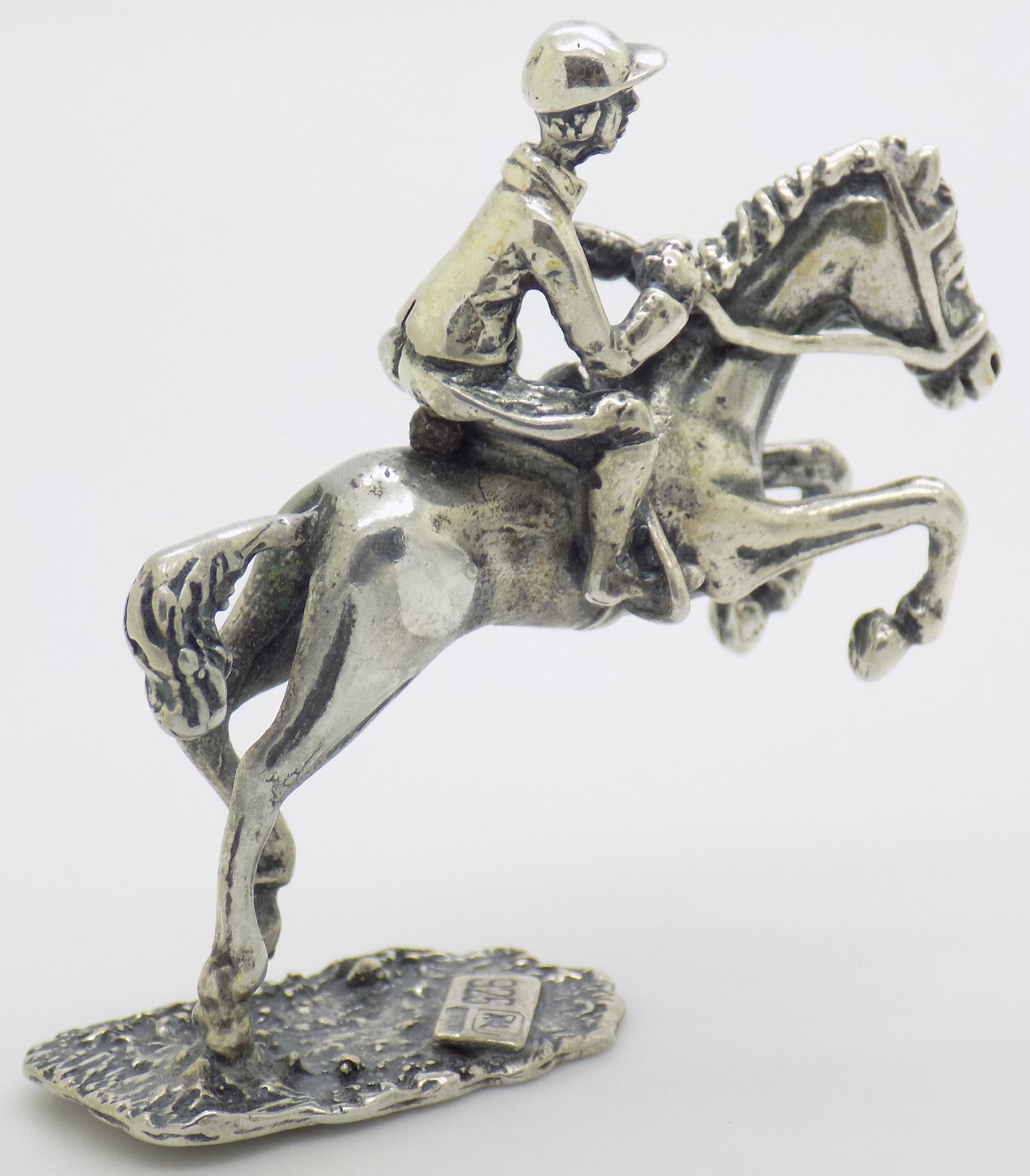 Vintage Italian Handmade Sterling Silver 925 Show Jump Horse & Jockey Figurine
