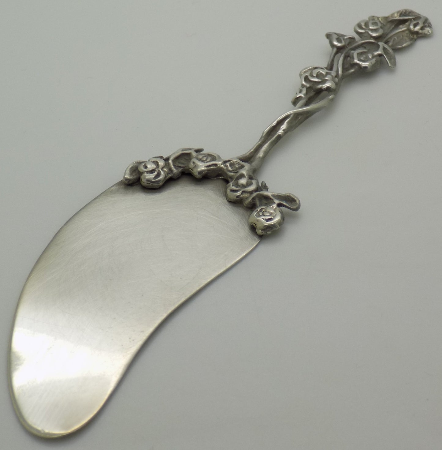 Vintage Italian Silver Small Cake Server Rose Pattern Handmade 800 Silver