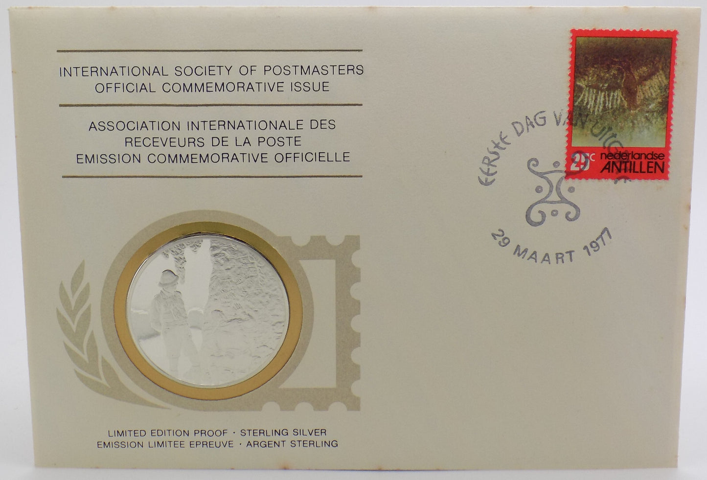 1977 Int'l Society of Postmasters Primitive Painting in Netherlands Silver Medal