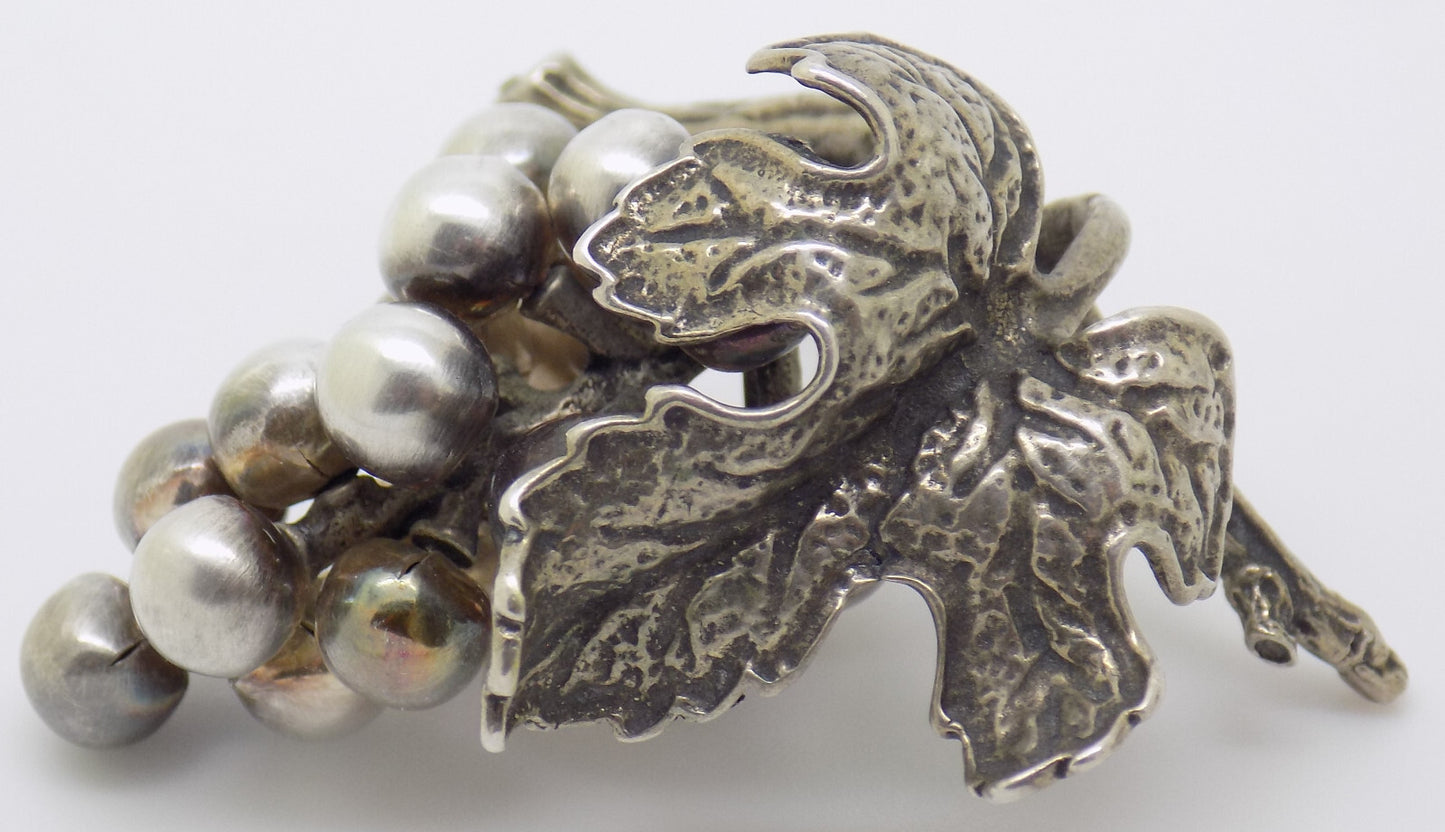 Vintage Italian Handmade Genuine Silver Bunch of Grapes Detailed Figurine