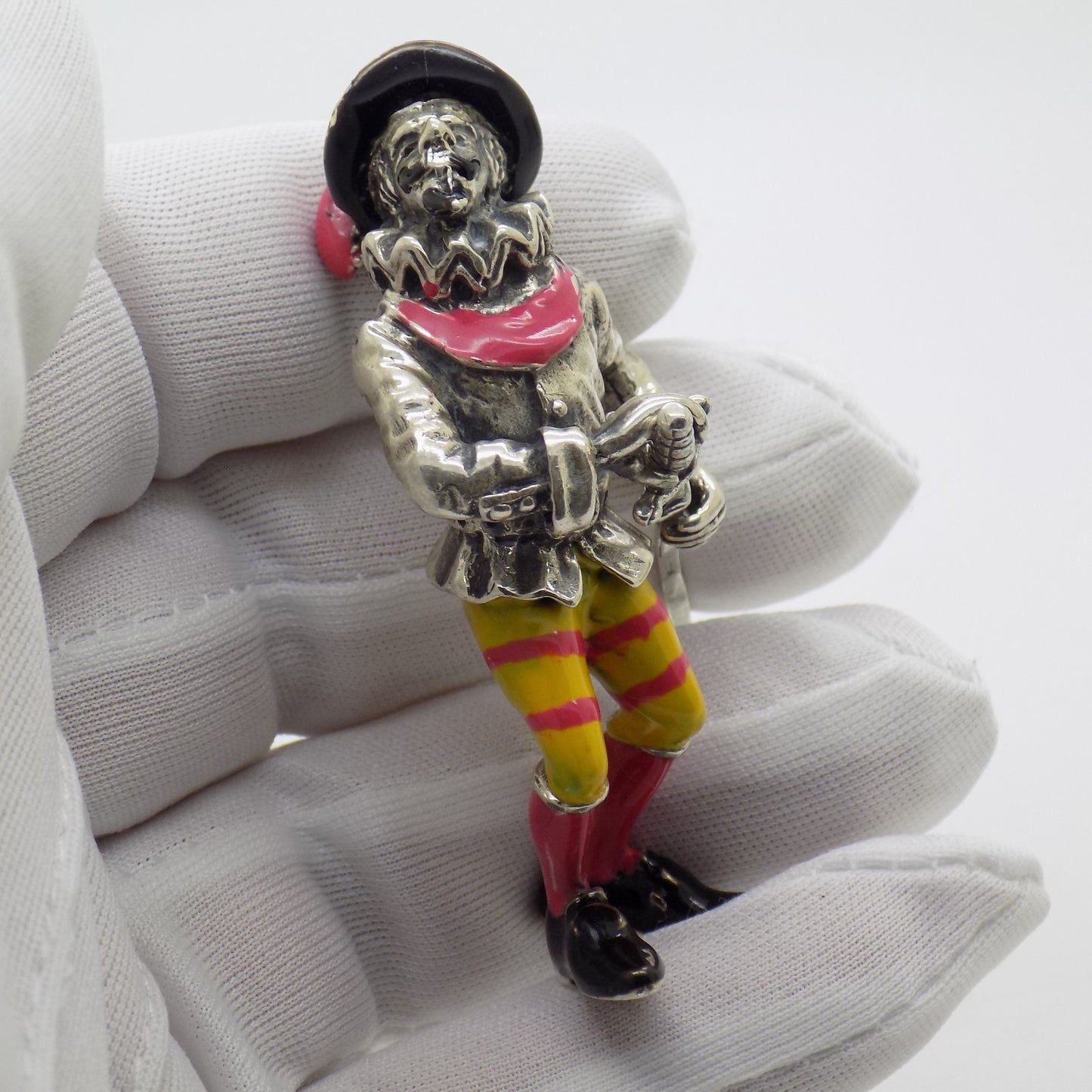 Vintage Italian Silver 800 Angini Enameled Capitan Spaventa Figurine Tuscany