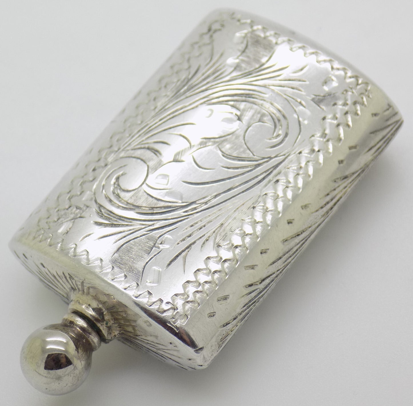 Vintage Italian Handmade Genuine Silver .800 Chiseled Perfume Purse Bottle