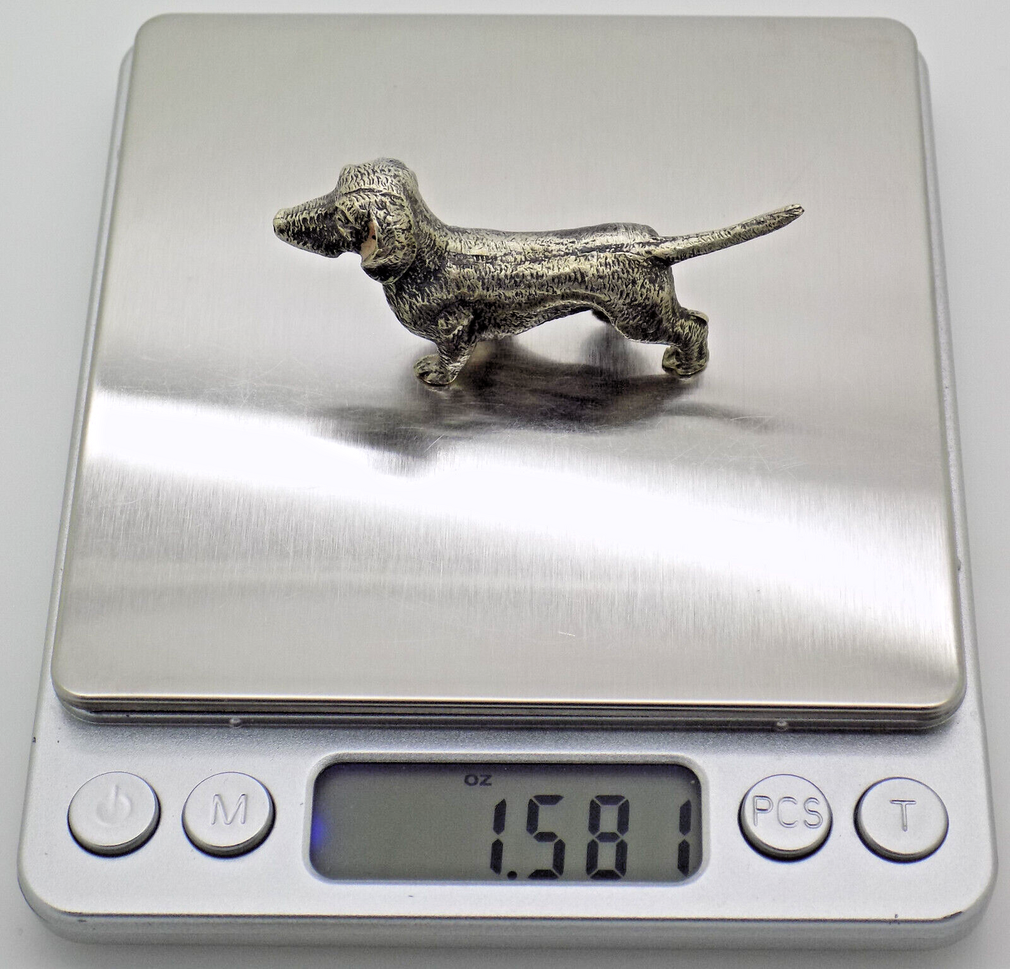 Vintage Italian Handmade Genuine Silver Dachshund Sausage Dog RARE Figurine