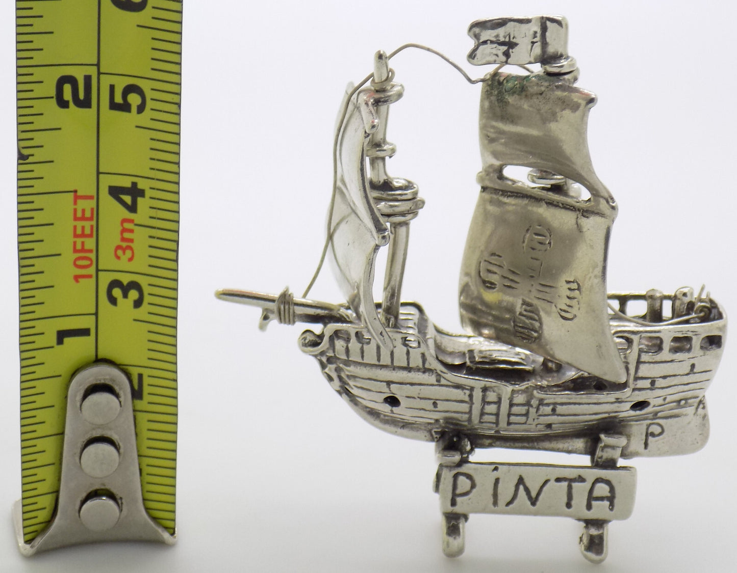 Vintage Italian Handmade Genuine Silver .800 Columbu's Pinta Caravel Figurine